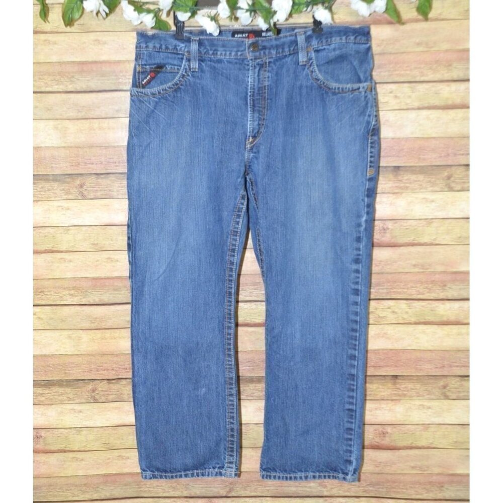 Ariat Work Men's 40x30 Flame Resistant Relaxed Bootcut Western Jeans Cat 2 Denim